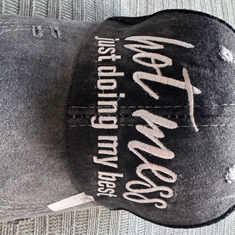Hot Mess Just Doing My Best Strapback Trucker Ponytail Hat - Gray - Picture 2 of 7